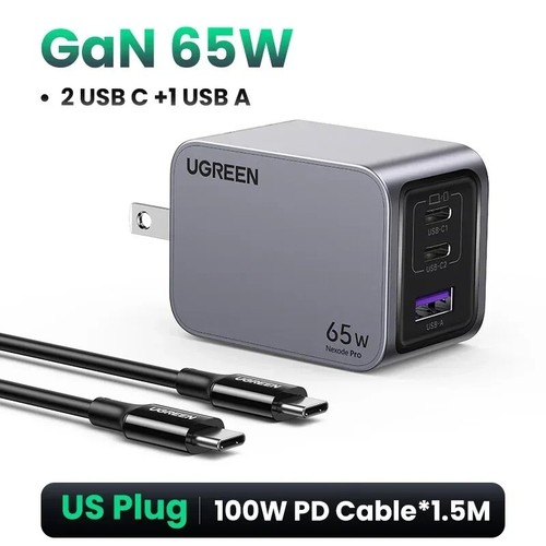 UGREEN 65W GaN Nexode Pro Fast Charger PD3.1 USB C QC4.0 For iPhone 15 14 Laptop - Picture 11 of 12