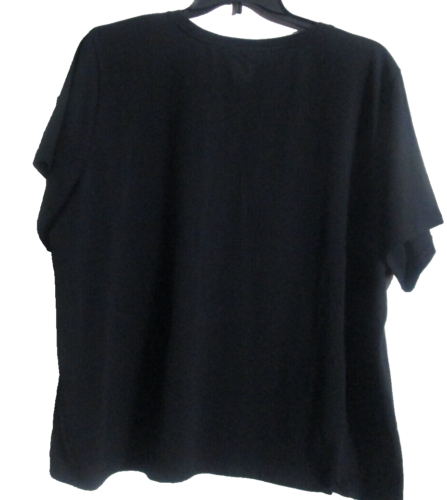 Calvin Klein Plus 3X Women’s Black T-Shirt Short Sleeve Embellished Logo Pocket - Picture 4 of 10