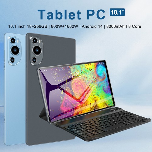 Blue UK Plug Andr-oid 14 Tablet With 10.1in High-Clear Screen Octa-Core Proc Kit - Picture 2 of 12