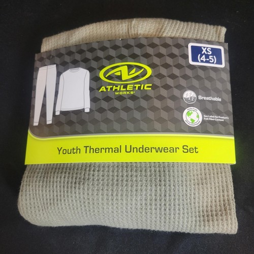 Athletic Works Youth Boys Light Olive Green Thermal Underwear Set Size XS(4-5) - Picture 1 of 4
