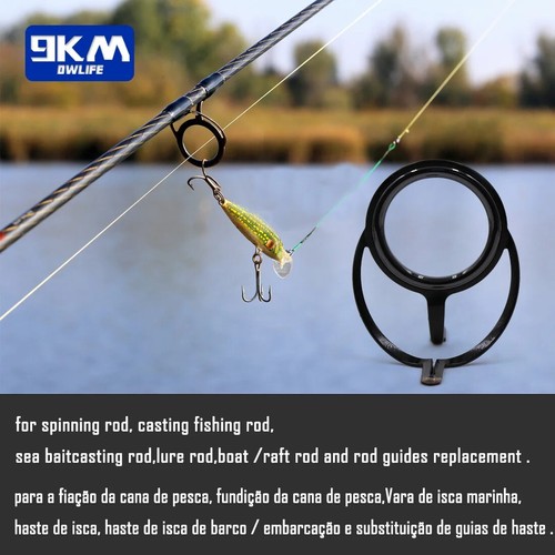 10pz Kit Guida Riparazione Canne da Pesca Nere Guida Canna da Pesca Anelli Ceramici 6#-50# - Foto 5 di 9