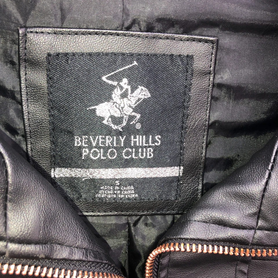 Chaqueta Bomber Beverly Hills Polo Club Cuero Sintético - Negra Para Mujer Talla Pequeña S Foto 2 de 4