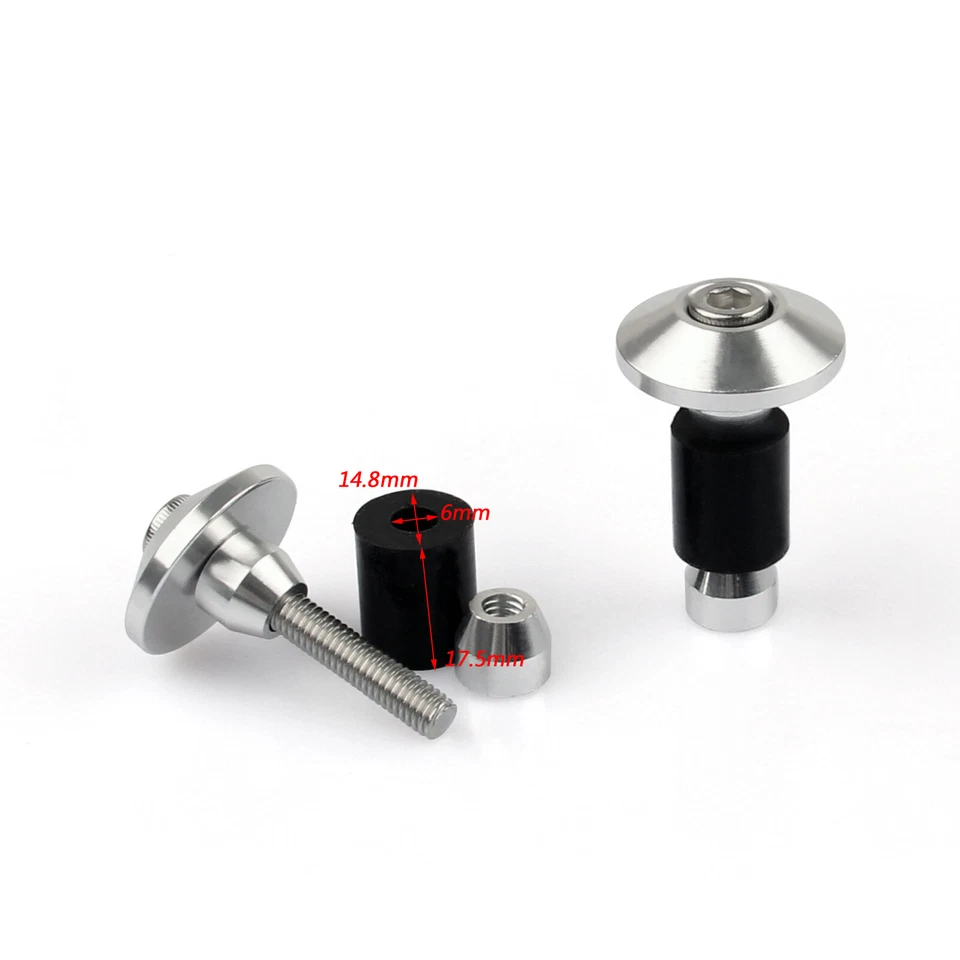 Universal Motorcycle Street Bike 7/8" Handlebar Grips Bar End Plugs Silver NEW Foto 3 de 3