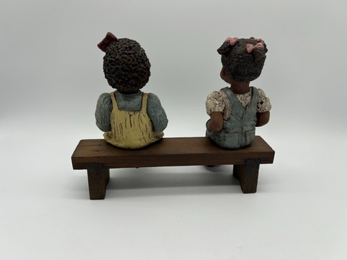 Sarah's Attic Faith, Love & Joy 2 Girls with Wooden Bench, African Heritage - Bild 3 von 6