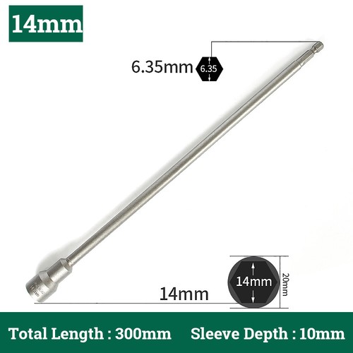250/300/350mm Long Magnetic Nut Driver Socket Impact Drill Bit 1/4" Hex 8-14mm - Picture 32 of 36
