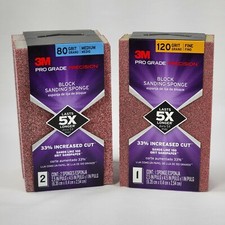 3M Pro Grade Precision Sanding Sponges 80 Grit 2 Pk & 120 Grit 1 Pk Sandpaper