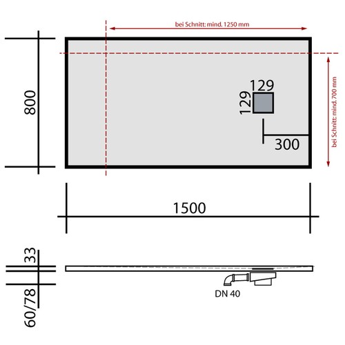 Duschwanne SILEX Mineralguss für bodengleichen Einbau von 150 cm bis 200 cm - Bild 41 von 229