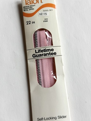 NEW NOS Vintage Talon Separating Metal Zipper Medium Weight PINK 22 in Style 332 - Picture 2 of 3
