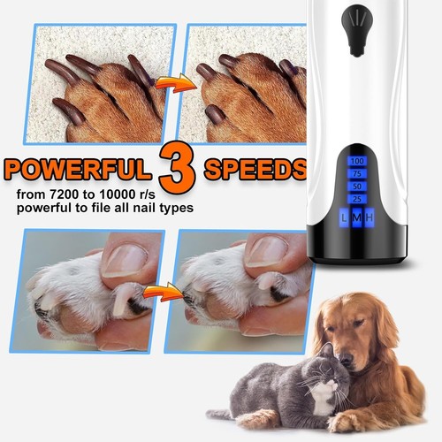 Dog Nail Grinder, Dog Nail Trimmers and Clippers Kit, Super Quiet Electric Pet - Picture 4 of 6