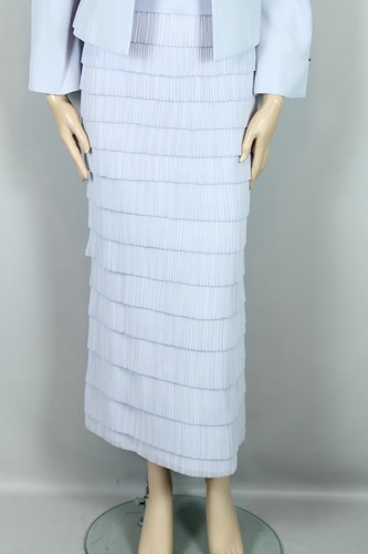 DAYMOR COUTURE Periwinkle 2pc Layered Long Gown Dress Blazer Jacket 10 - Picture 8 of 13