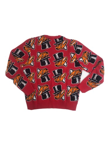 Akoo 100 % AUTHENTISCH Rundhalsausschnitt L/S Pullover Sweater Herren Größe LARGE Strick Logo rot - Bild 5 von 5