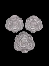 Small Vintage MCM Etched Stackable Glass Ashtray. 3" at Widest Set Of Three (3)