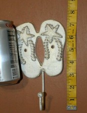 Beach House Bathroom Wall Hooks Cast Iron, Lazy Flip Flops H-123