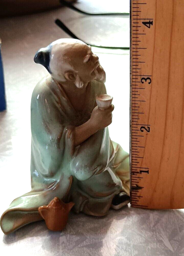 Asian/Chinese Glazed Stoneware/Clay Figurine Man from Shiwan, Guangdong Numbered - Picture 2 of 6