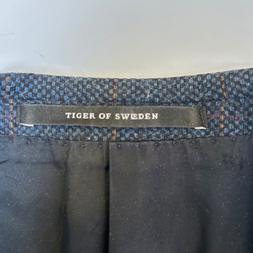 Tiger Of Sweden Blazer Jacket Men's Size 52 Navy Blue Check Plaid 100% Wool - Picture 5 of 12