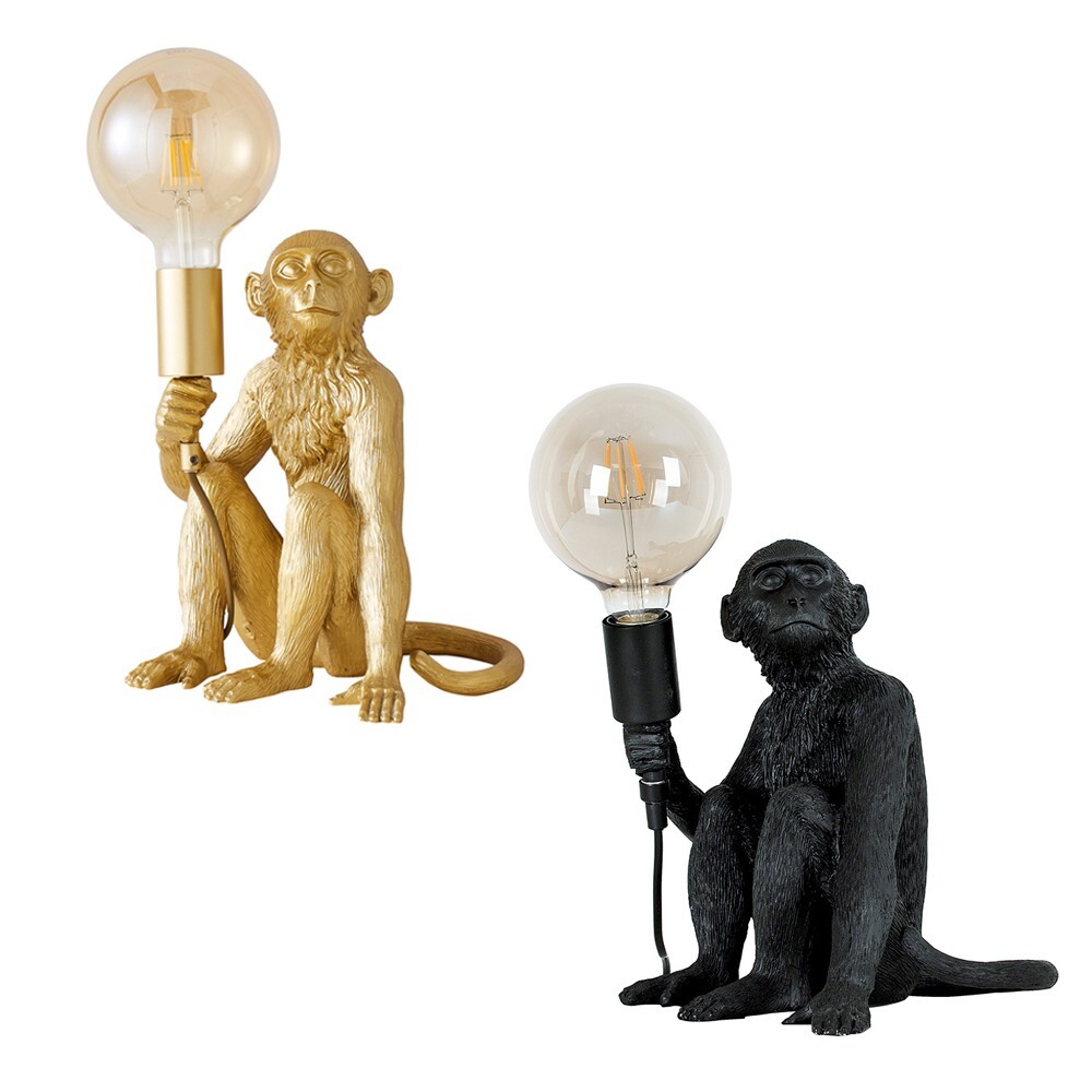 Animal Table Lamp Monkey Holding Bulb Living Room Bedside 32cm