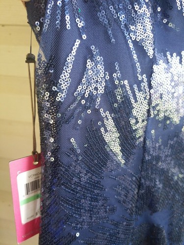 Vince Camuto marineblau Kobalt Pailletten Cocktailkleid Gr. 6 Reißverschluss gefüttert Neu mit Etikett $ 148 - Bild 8 von 10