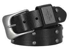 Harley-Davidson Men's Western Dome Studded Genuine Leather Belt - Black