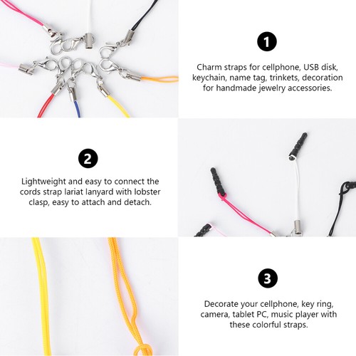 15 Pcs Mobile Phone Pendant Rope Charms for Necklaces Jewelry Making Backpack - Photo 8 sur 12