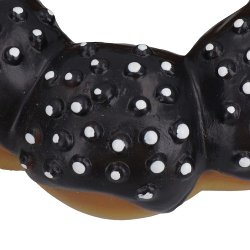 Pet Dog Vinyl Black Donut Food Dog Toy Play Toy With Squeak 4x4x14cm - Picture 2 of 6