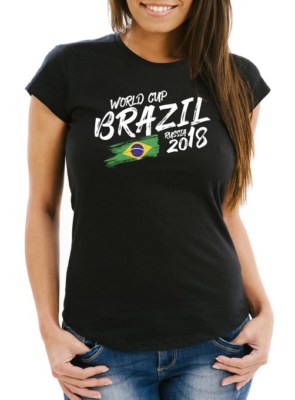 Damen T-Shirt Fan-Shirt Brasilien Brazil Brasil Fan-Shirt WM 2018 Fußball
