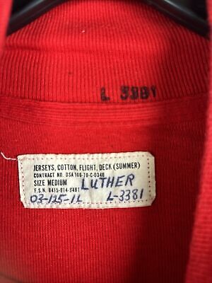 Vintage Navy Flight Deck Shirt M Medium Red Long Sleeve Vintage Navy Flight Deck Shirt M Medium Red Long Sleeve