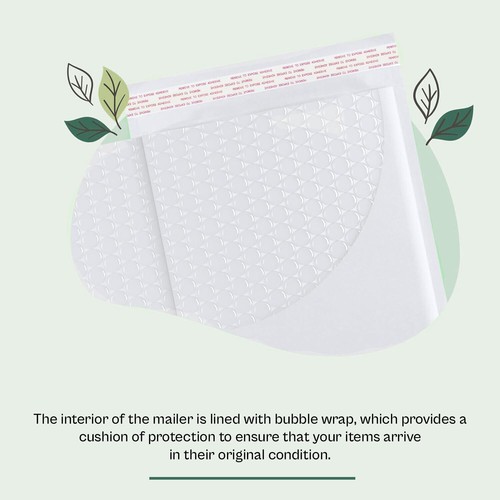 White Kraft Bubble Mailers 12.5" x 19" Padded Envelope Shipping Bags (#6) 50 Pcs - Picture 5 of 7