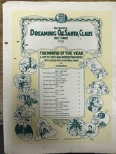 1921 Kids Christmas Sheet Music DREAMING OF SANTA CLAUS