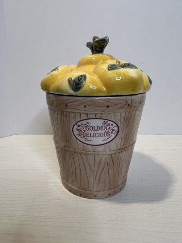 Vintage Pfaltzgraff Golden Delicious Canister Cookie Jar Yellow Apple Lid - Picture 1 of 7