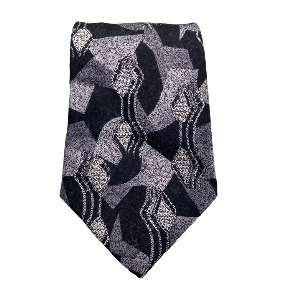 Corbata Alexander LLoyd para hombre negra plateada patrón novedoso Foto 3 de 4