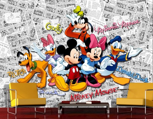 Disney Mickey Mouse Foto Papel Pintado 360x270cm Blanco Mural de Pared para Dormitorio Infantil - Imagen 2 de 4