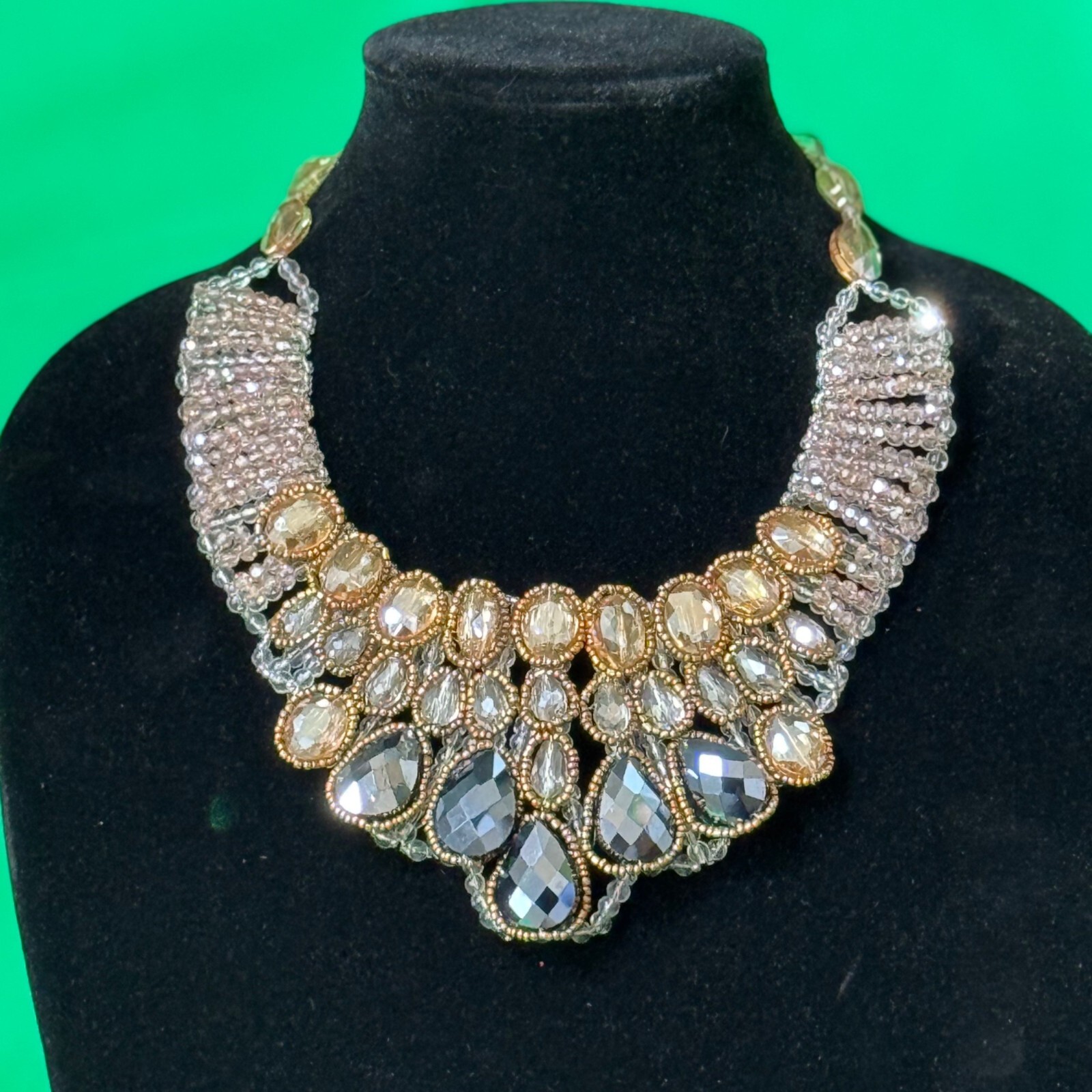 CHICO'S Statement Necklace Neutral Colored Rhines… - image 1