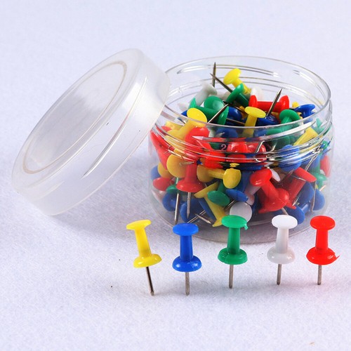 Colored Push Pin Thumb Tack Plastic Head Metal Point Durable Anti-Rust Re-usable - Picture 2 of 23