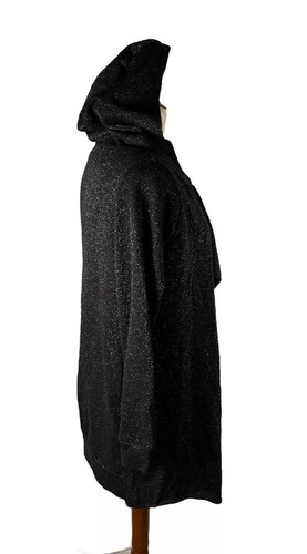 Juicy Couture Womens Black Glitter Open Flyaway French Terry Hoodie - Sizes XS - Picture 3 of 12