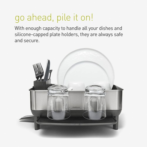 Compact Kitchen Dish Drying Rack Swivel Spout, Fingerprint-Proof - Picture 7 of 7