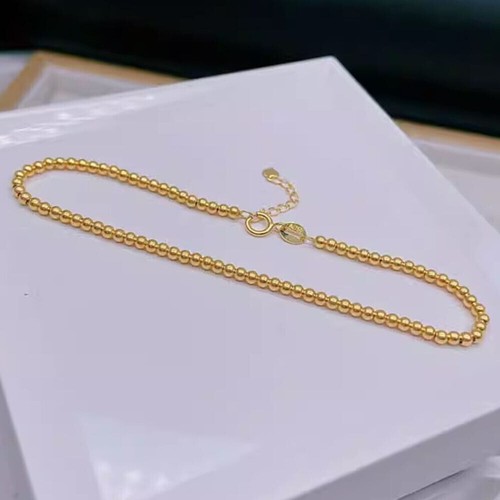 Pure Au750 18K Yellow Gold Women Lucky Smooth Beads Link Chain Bracelet 6.3"L - Picture 3 of 5