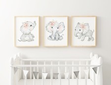 Set of 3 Elephant Nursery Art Prints