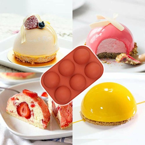 6-Cavity Silicone Cake Mold Hot Chocolate Bombs Mold 2" Half Ball Sphere Small - Picture 4 of 7