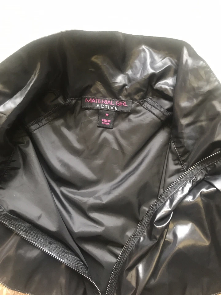 MaterialGirl Women's Active Half Zip Windbreaker Jacket Black/Rose Gold Sz M - Image 3 of 4