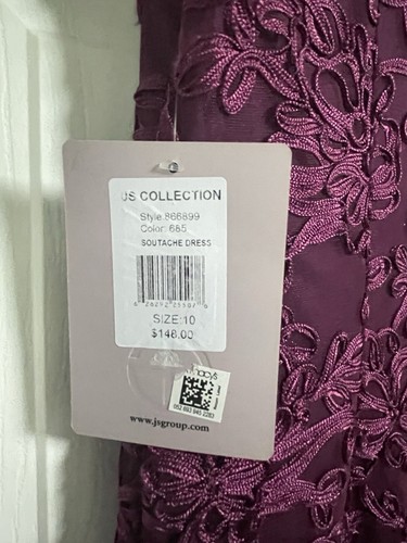JS COLLECTIONS Womens Plum Lined Short Sleeve Knee Length Sheath Dress 10 NWT - Picture 7 of 7
