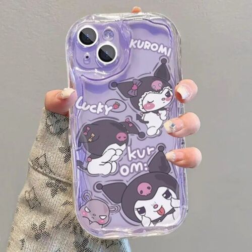 For iPhone 15 14 Pro Max 13 12 11 Cute Cartoon Kuromi Keychain Soft Case Cover - Picture 4 of 6