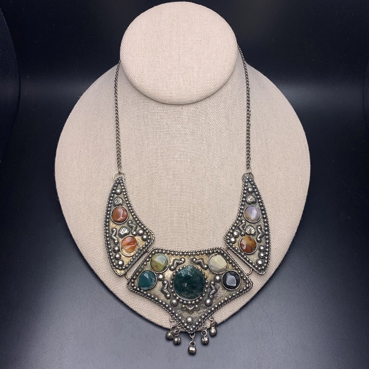 Chunky silver statement necklace cheap