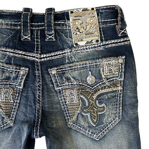 Rock Revival Armie Relaxed Straight Jeans Men’s Size 30 x 32 Distressed Denim - Picture 8 of 15