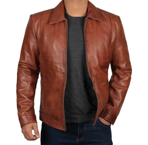 Johnwick Cognac Leather Jacket for Men – Stylish Premium Biker & Casual Wear