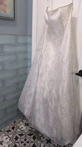 Y2K Zum Zum trägerloses Brautkleid 9 glitzernde ditsy Blumen Brautkleid Vintage USA - Bild 16 von 18