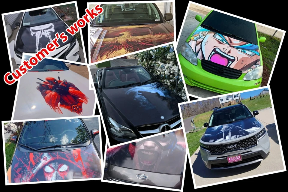 Calcomanía personalizada Black Panther Car Hood Wrap pegatina a todo color Wild Cat Predator Foto 3 de 3