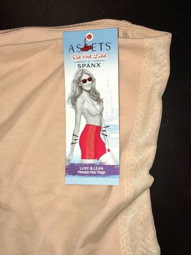 ASSETS SPANX Luxe Lean Metallic Mid Thigh S Control Nude Rose Dust NEW Womens 1X - Picture 3 of 5