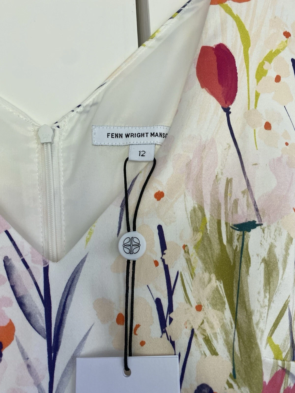 OFF WHITE Abito fantasia Fenn Wright Manson bianco sporco. Taglia 12 nuova