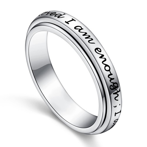 Hombres Mujeres Anillo Giratorio Plata Esterlina 925 Anillos Inquietos para Ansiedad Estrés Re...