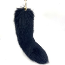 LAIDIC cat tail fox keychain furry backpack 40, Black Fox Tail